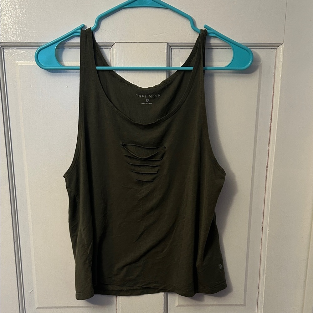 Olive Green Scoop Neck Tank Top- Tavi